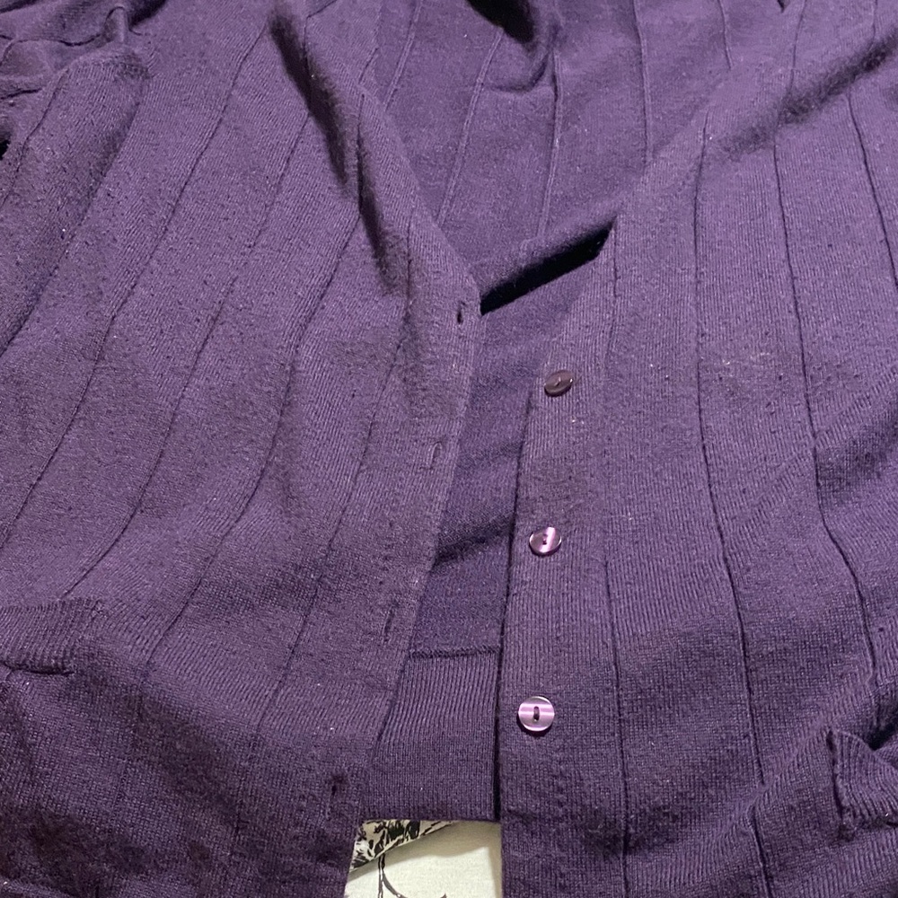 Roaman's Deep Purple Cardigan Sweater cover up